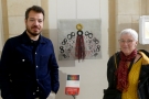 Mahir Guven et Marie-Christine, artiste de l'exposition et bénévole de Lecture en Tête